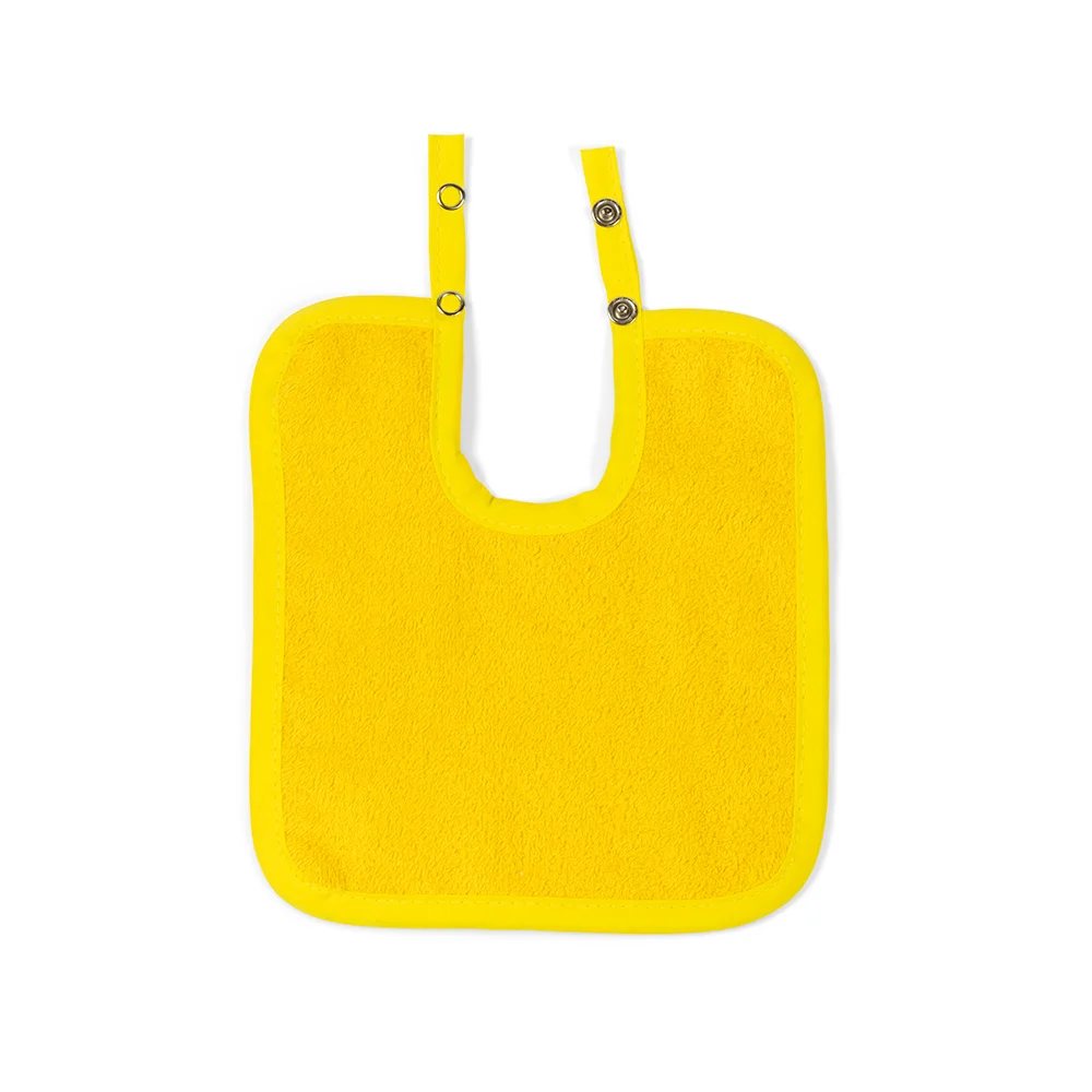 Yellow terrycloth bib for newborn children